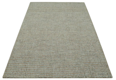 5x7.6 Peach, Ivory and Gray Stripes Design Modern Hand Tufted wool area rug - The Rug Decor