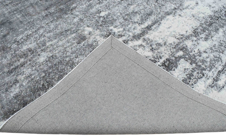 Ready to Ship Silver And Ivory Modern Abstract Hand Loom 5x7.6 Viscose Rug