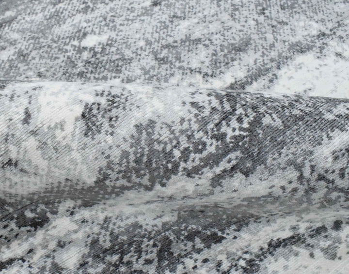 Ready to Ship Silver And Ivory Modern Abstract Hand Loom 5x7.6 Viscose Rug
