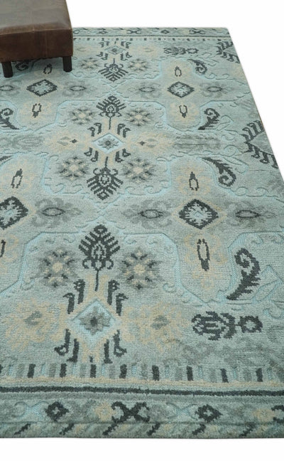 5x8 Blue, Silver and Charcoal Traditional Mamluk Design Hand Knotted wool Area Rug - The Rug Decor