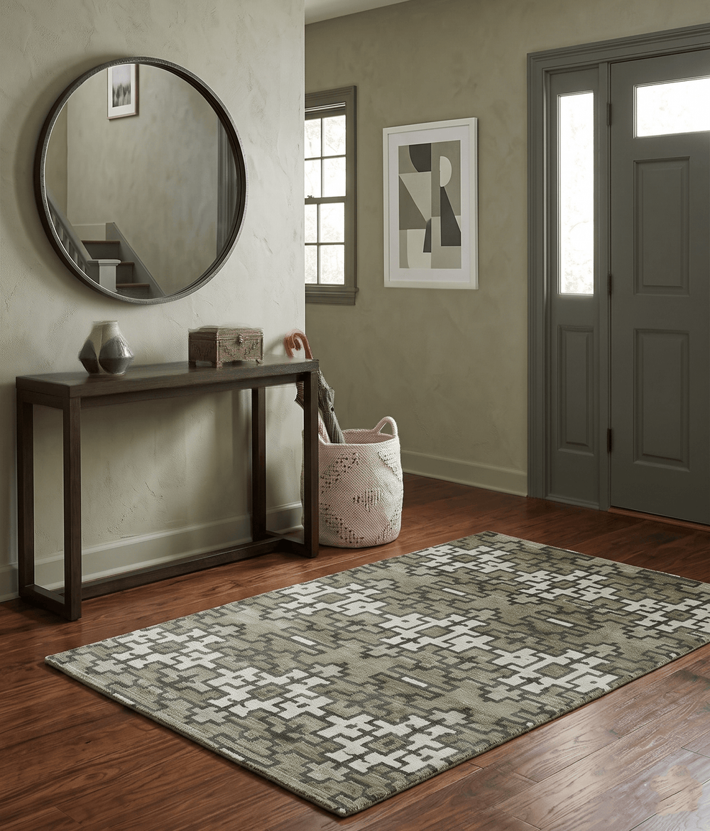 5x8 Hand Knotted Beige and Ivory Modern Contemporary Recycled Silk Area Rug - The Rug Decor