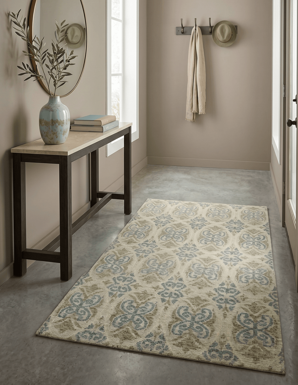 5x8 Hand Knotted Beige, Blue and Camel Modern Contemporary Bamboo Silk Area Rug - The Rug Decor