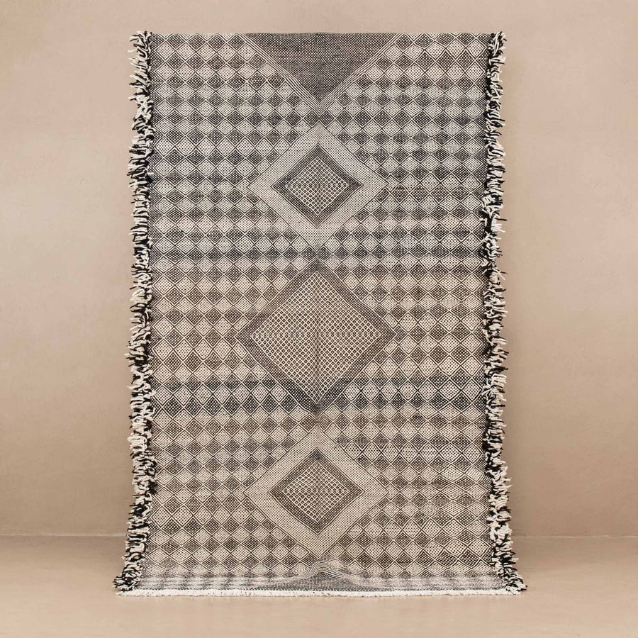 5x8 Hand Knotted Contemporary Moroccan Black Wool Rug - The Rug Decor