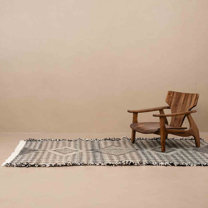 5x8 Hand Knotted Contemporary Moroccan Black Wool Rug - The Rug Decor