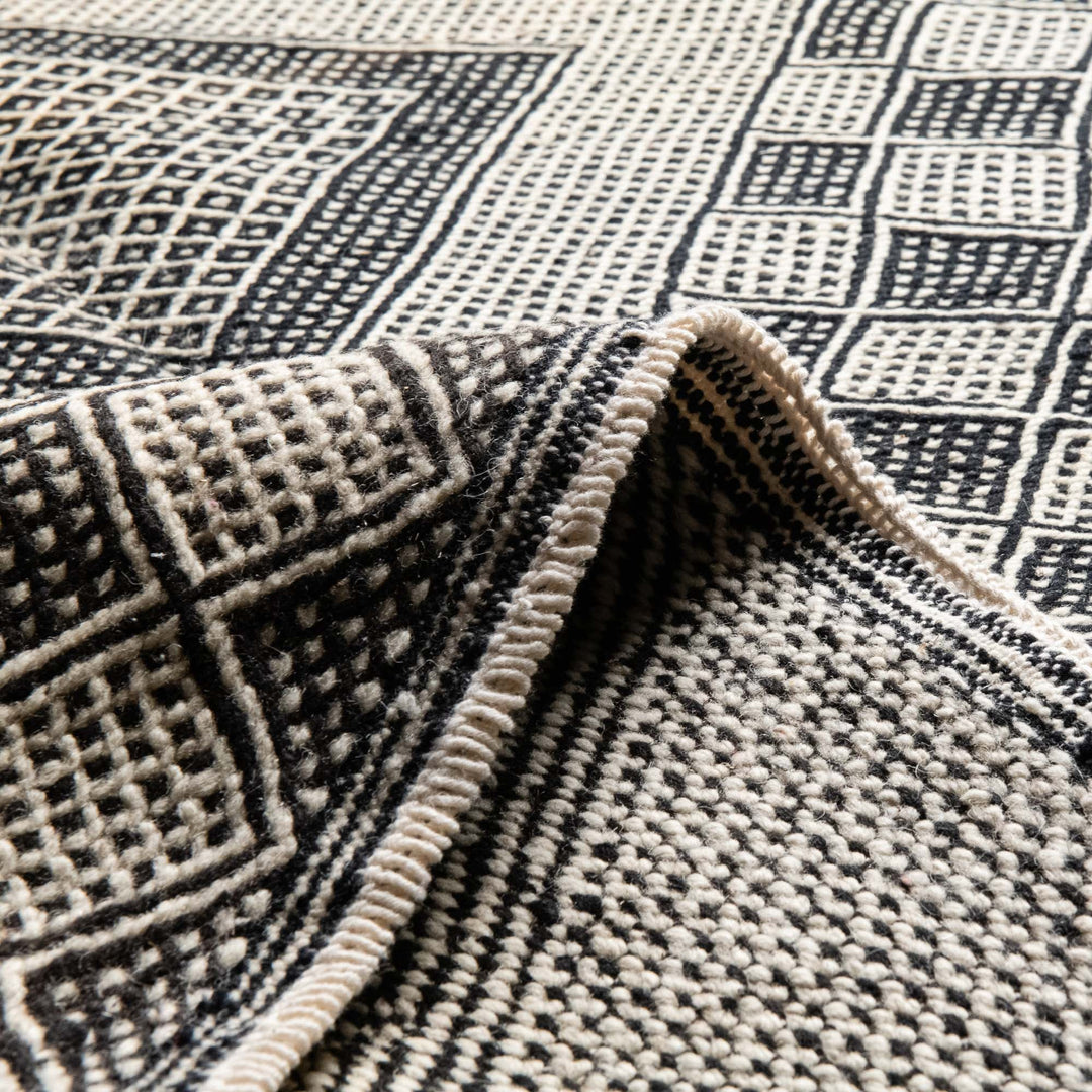 5x8 Hand Knotted Contemporary Moroccan Black Wool Rug - The Rug Decor