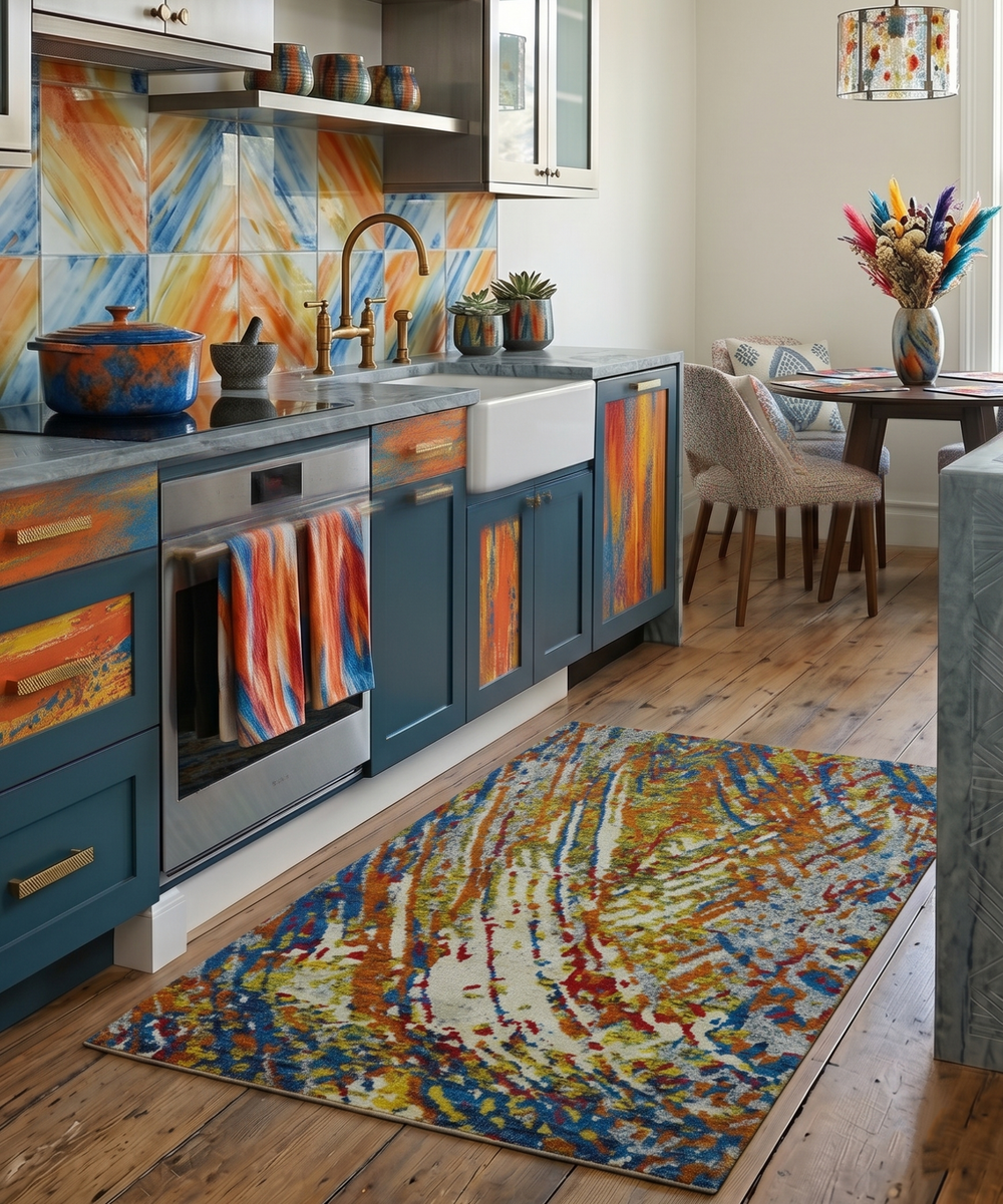 5x8 Hand Knotted Multicolor Modern Abstract Recycled Silk Area Rug - The Rug Decor