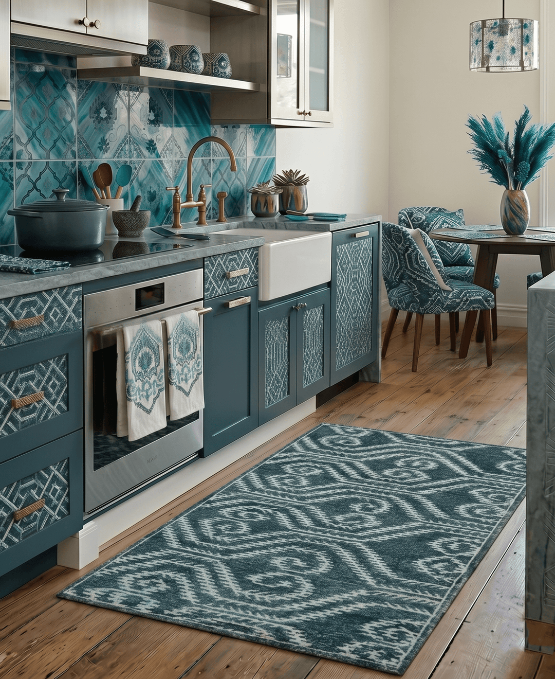 5x8 Hand Knotted Teal and Ivory Modern Contemporary Recycled Silk Area Rug - The Rug Decor