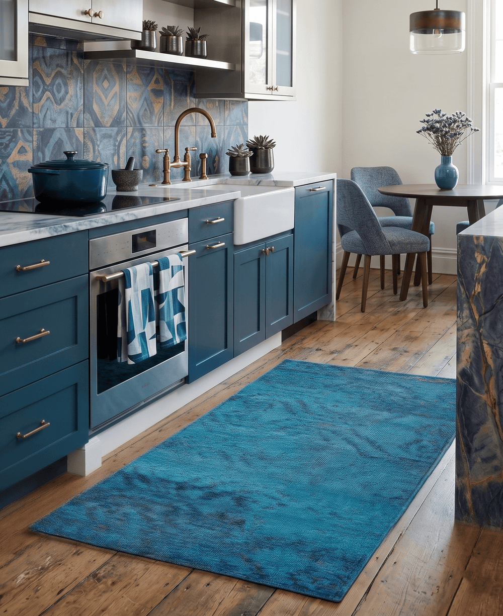 5x8 Hand Knotted Teal Blue and Violet Modern Contemporary Recycled Silk Area Rug - The Rug Decor