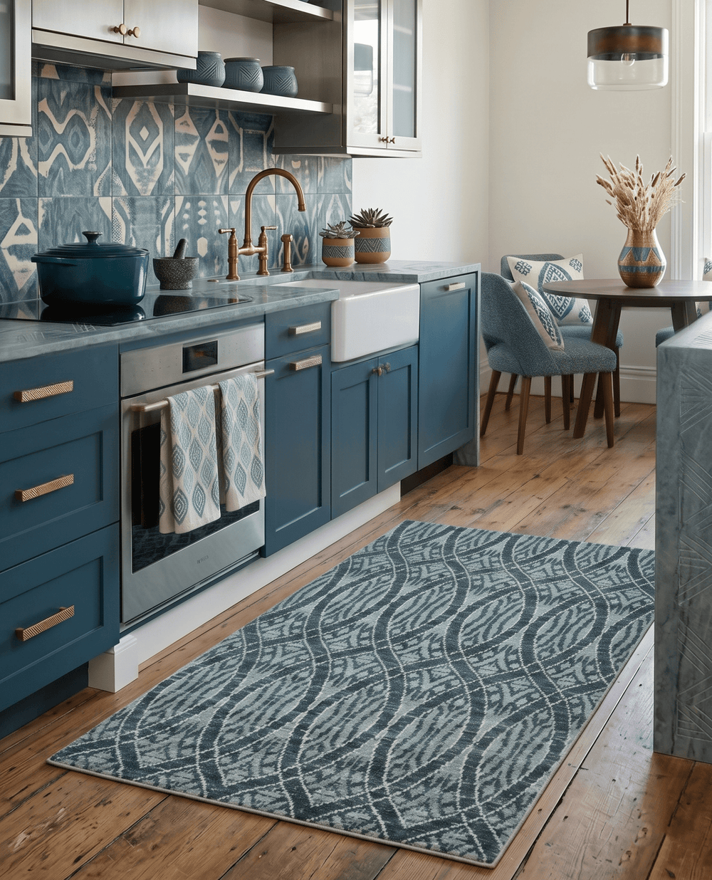 5x8 Hand Knotted Teal, Ivory and Blue Modern Style Recycled Silk Area Rug - The Rug Decor