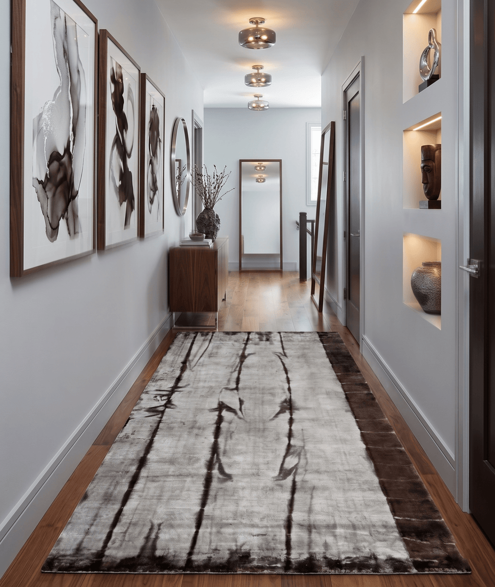 5x8 Hand Woven Beige and Brown Modern Floral Art Silk Rug - The Rug Decor