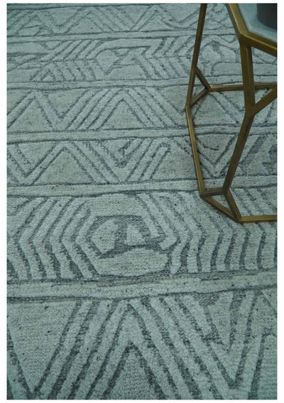 5x8 Modern Geometrical Silver and Gray Chevron Design Hand Carved Texture wool Rug - The Rug Decor