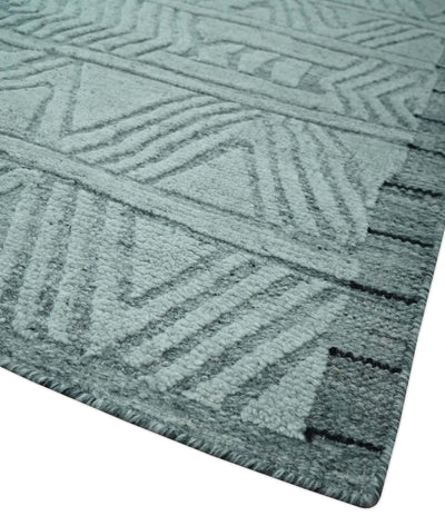 5x8 Modern Geometrical Silver and Gray Chevron Design Hand Carved Texture wool Rug - The Rug Decor