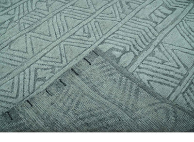 5x8 Modern Geometrical Silver and Gray Chevron Design Hand Carved Texture wool Rug - The Rug Decor