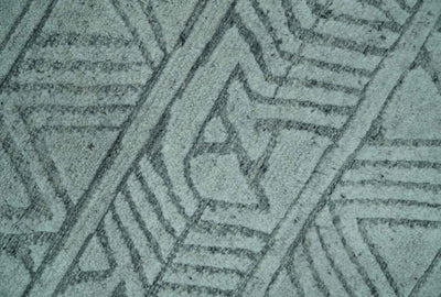 5x8 Modern Geometrical Silver and Gray Chevron Design Hand Carved Texture wool Rug - The Rug Decor