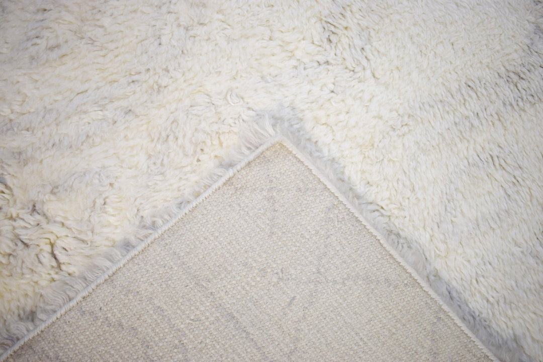 Quick Ship Modern Beige And Charcoal Hand Loom 4x6 Wool Rug