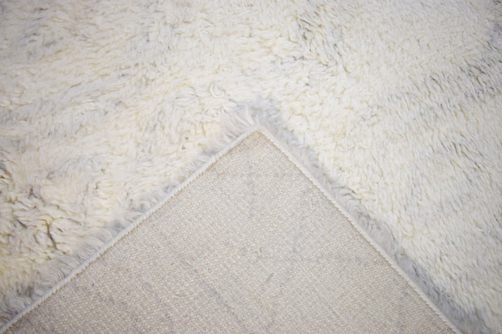 Quick Ship Modern Beige And Charcoal Hand Loom 4x6 Wool Rug
