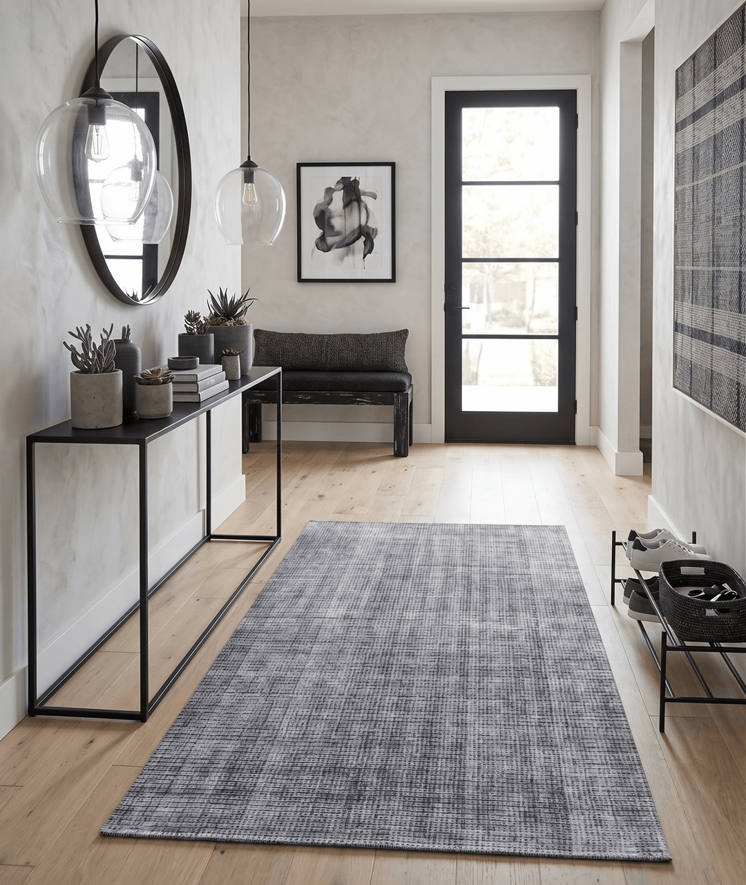 5x8 Silver and Black Modern Contemporary Hand Loom Viscose Area Rug - The Rug Decor