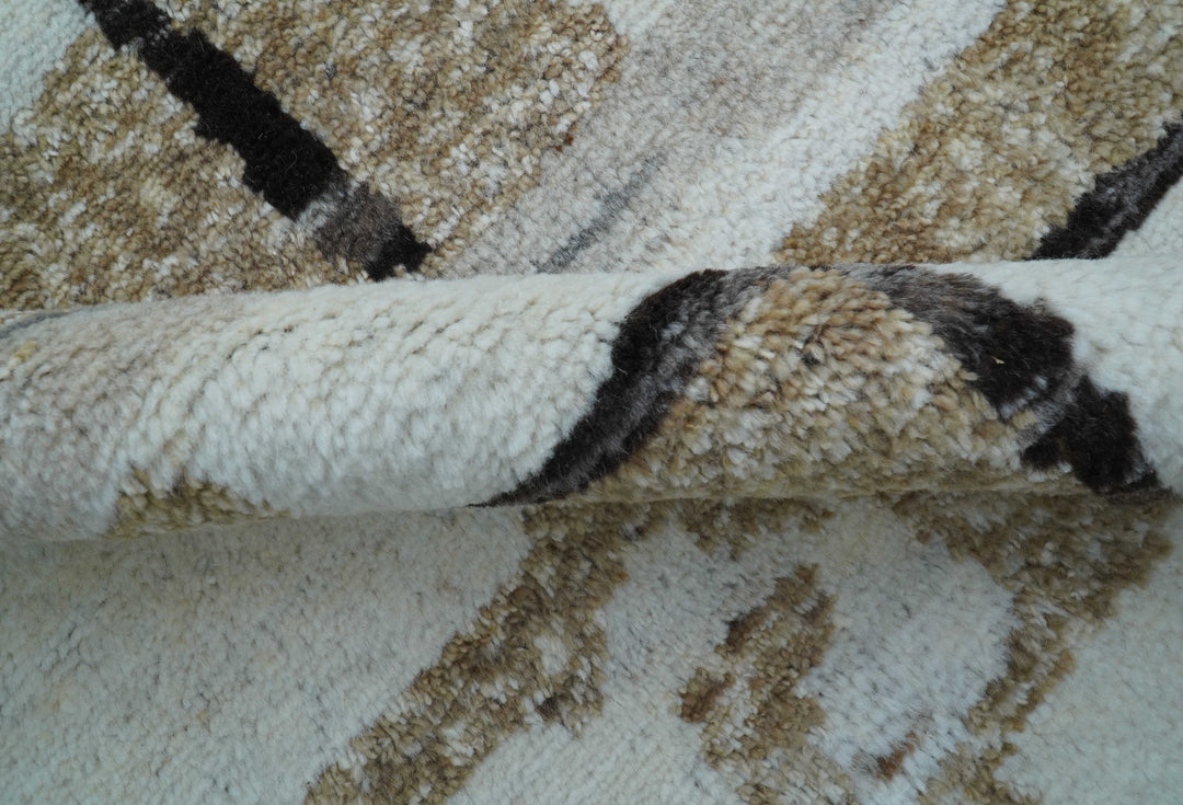 Fossil Custom Made Modern Contemporary Brown Hand knotted Wool Rug