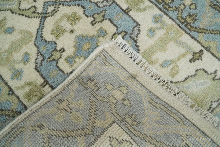 Underside and fringed edge of the hand-knotted runner rug