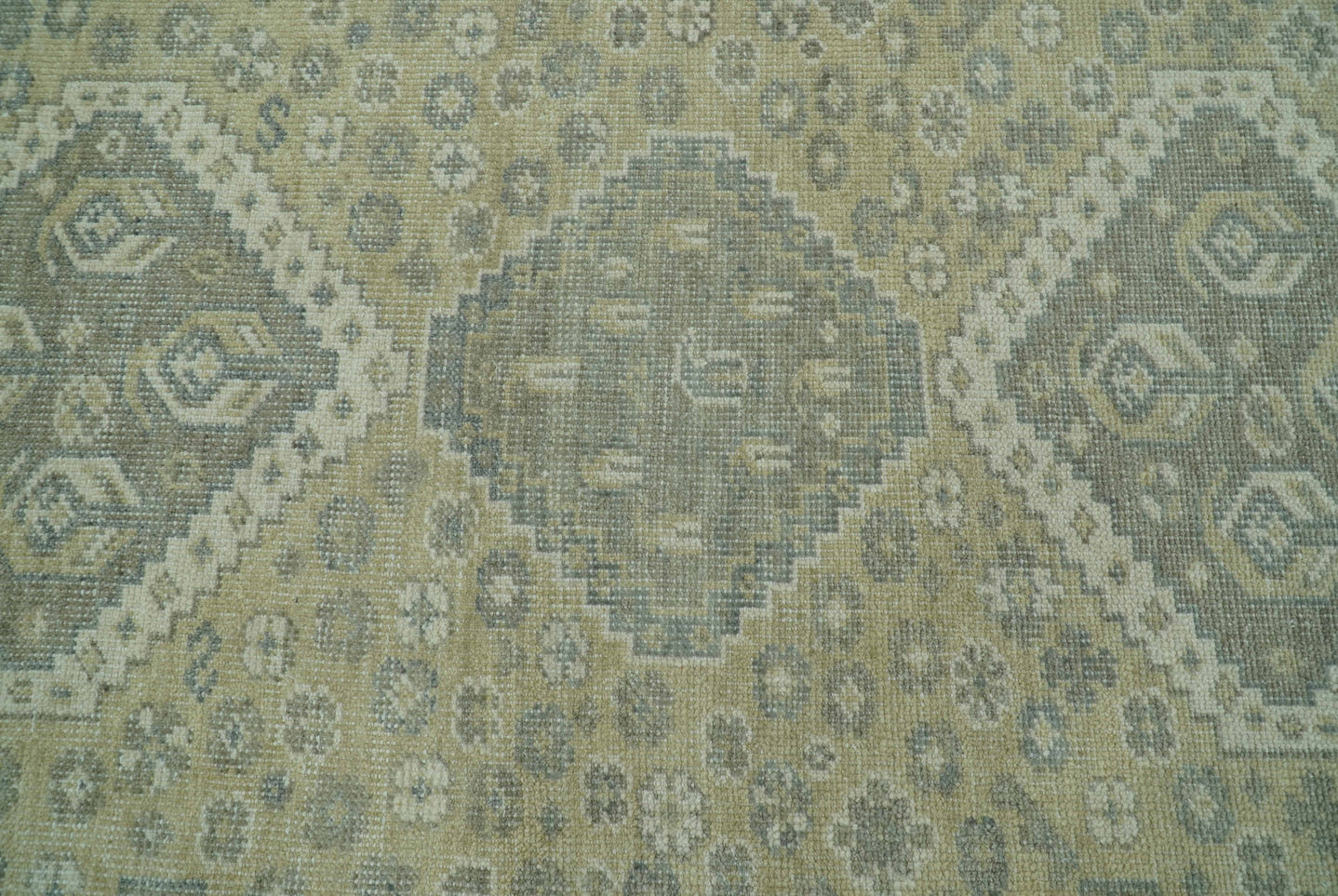 Beige And Gray Traditional Turkish Design Hand Knotted Custom Made Wool Rug