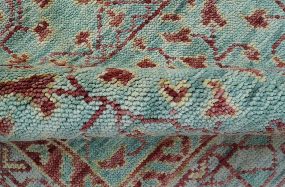 Maroon And Teal Traditional Mamluk Design Hand knotted 9x12 Wool Rug