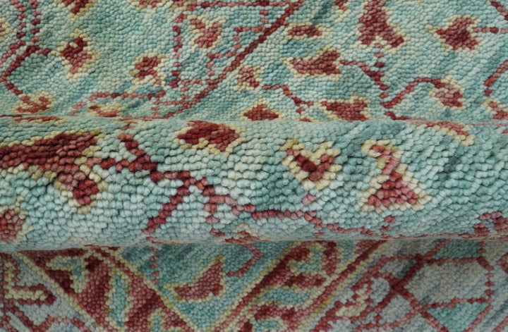 Maroon And Teal Traditional Mamluk Design Hand knotted 9x12 Wool Rug