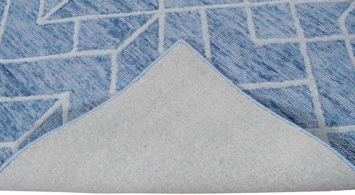 Quick Ship Modern Contemporary Blue And White Hand Tufted 5x8 Wool Rug