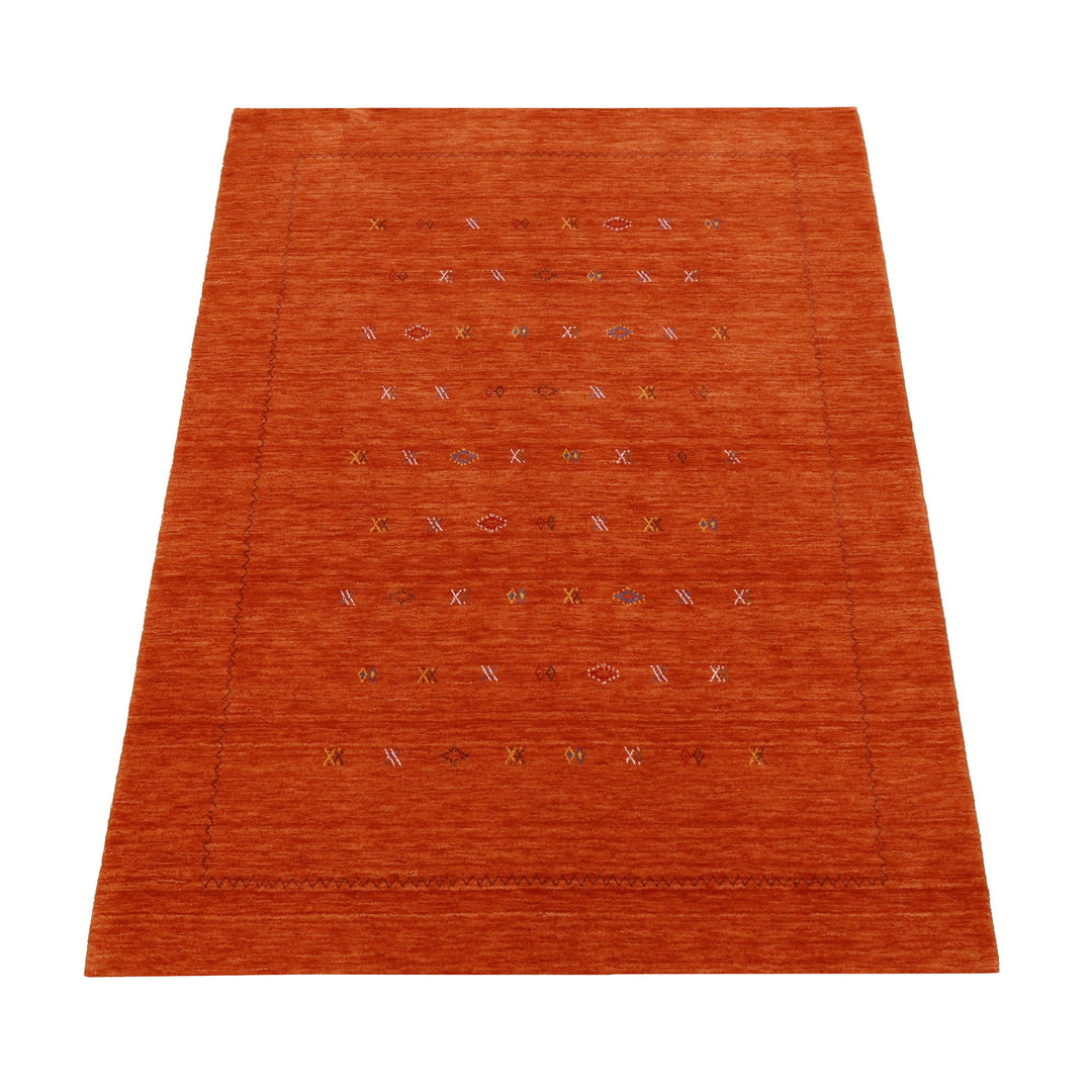 Modern Design Orange Hand Loomed Wool Area Rug