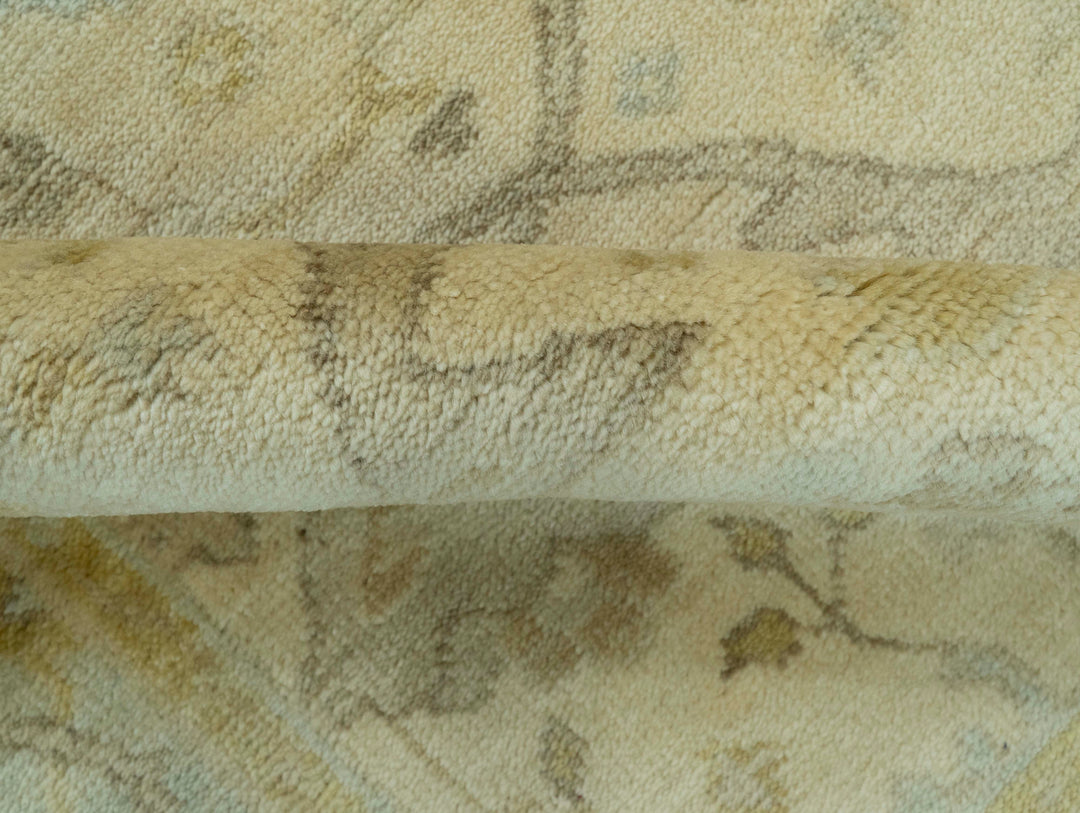 Traditional Oushak Design  Beige And Gray 4x6 Hand Knotted Wool Area Rug