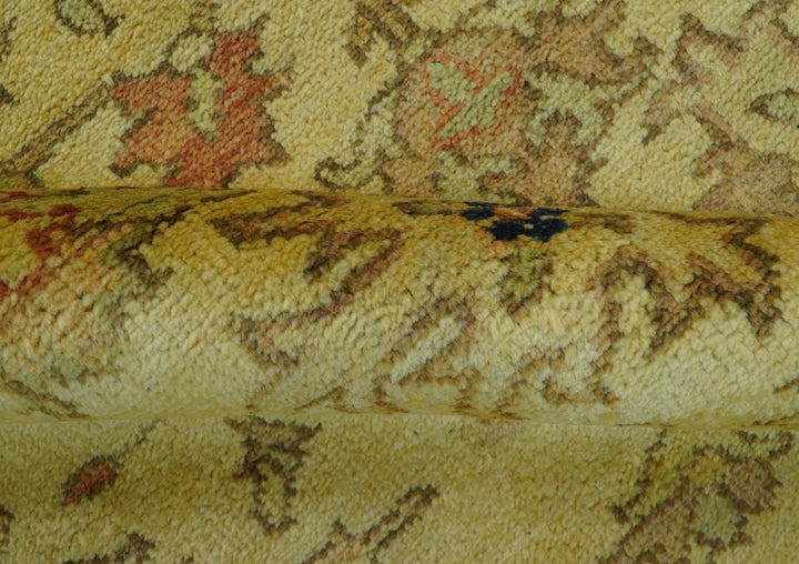 Heriz Traditional Design Gold And Rust 5x6.7 Hand Knotted Wool Area Rug