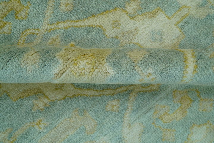 Traditional Oushak Design Blue And Beige 4x6 Hand Knotted Wool Area Rug