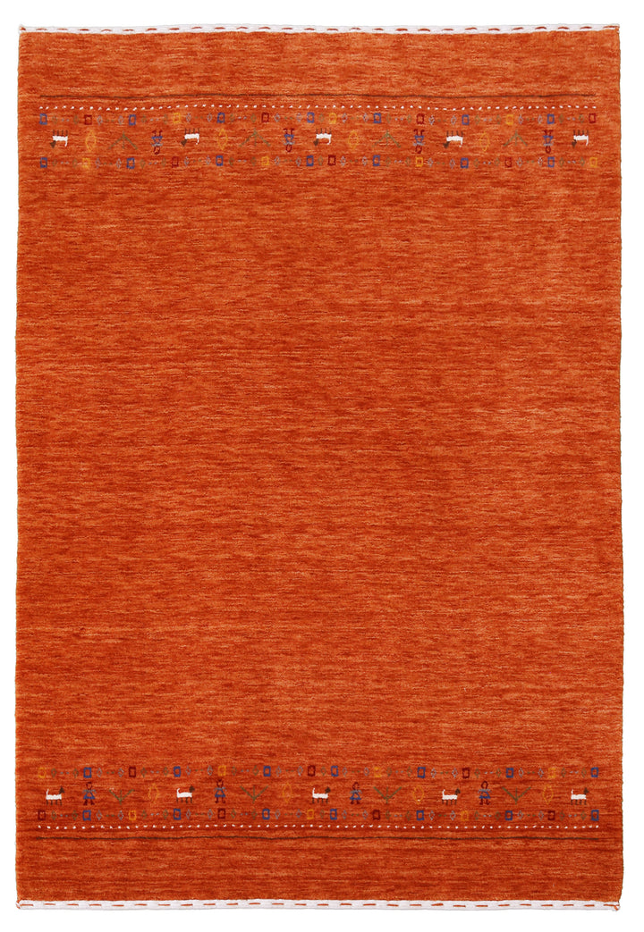Orange Contemporary Design Hand Loomed Wool Area Rug