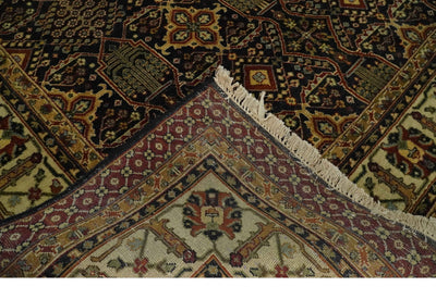 Fine 8x10 Vintage Style Antique Design Black, Beige and Brown Hand knotted wool Area Rug