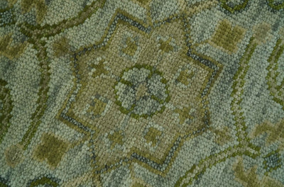 Silver, Olive and Green Traditional Floral Design Custom Made wool area rug