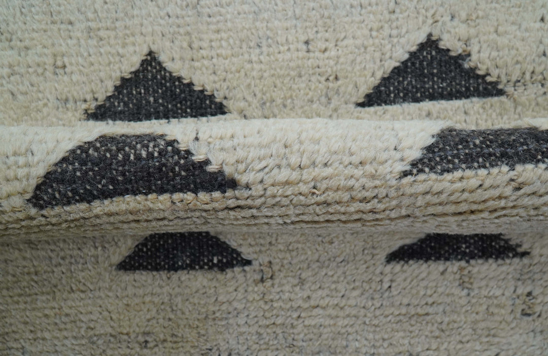 Custom Made Runner Contemporary Style Beige Hand Knotted Wool Rug
