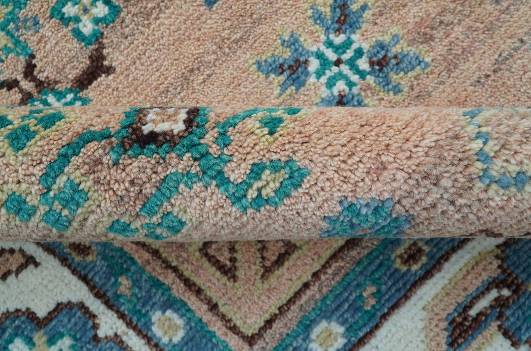 Hand knotted Peach Traditional Khotan Design 8x10 Wool Area Rug