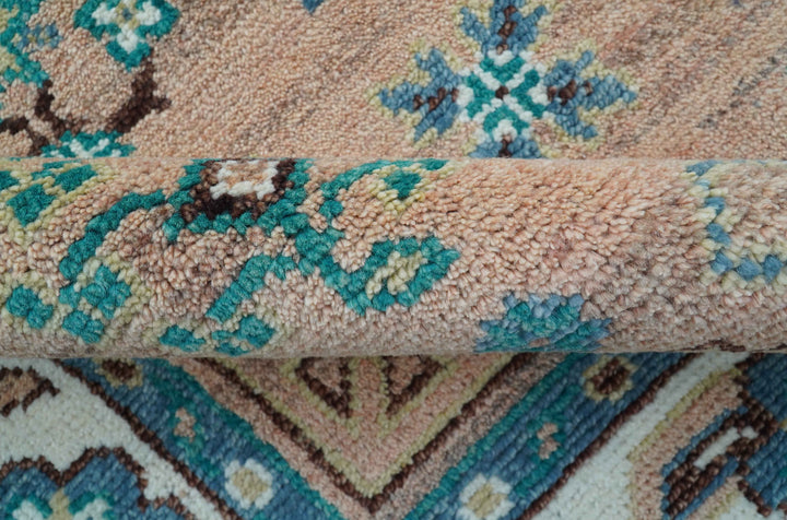 Hand knotted Peach Traditional Khotan Design 8x10 Wool Area Rug