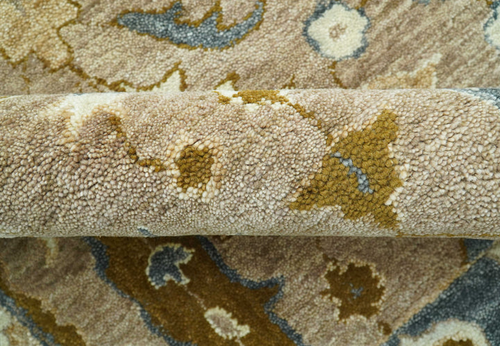 Custom Made Traditional Oushak Brown Hand Tufted Wool Area Rug