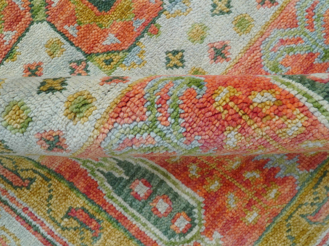 Traditional Mamluk Design Orange Hand knotted 8x10 Wool Rug