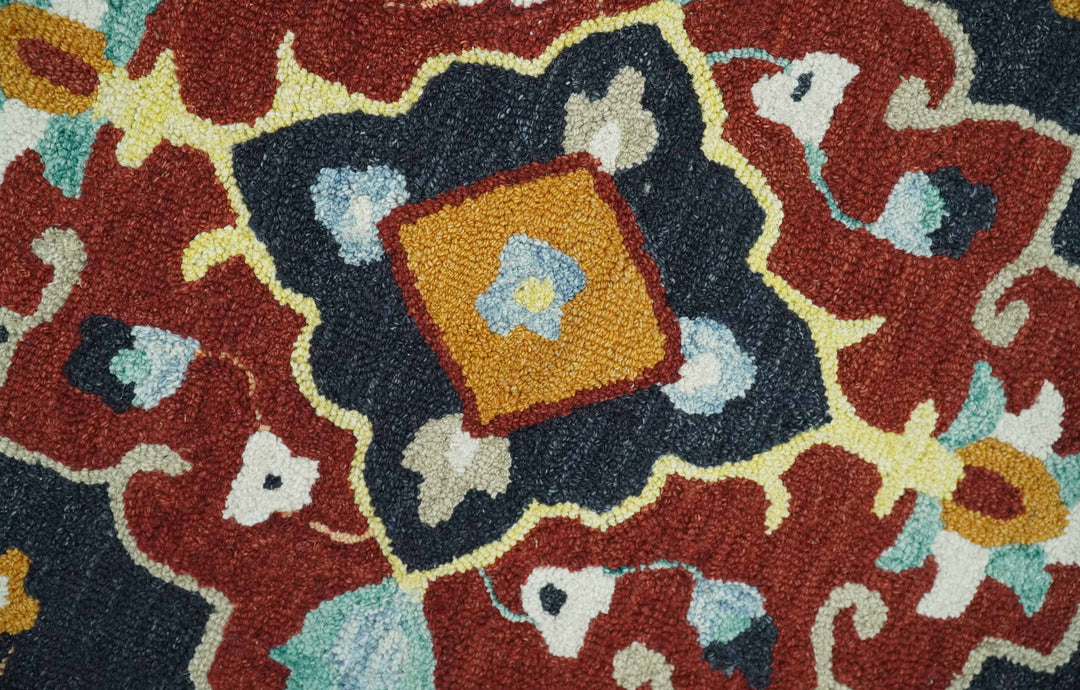 Ready to Ship 8x10 Traditional Charcoal And Maroon Hand Tufted Wool Rug
