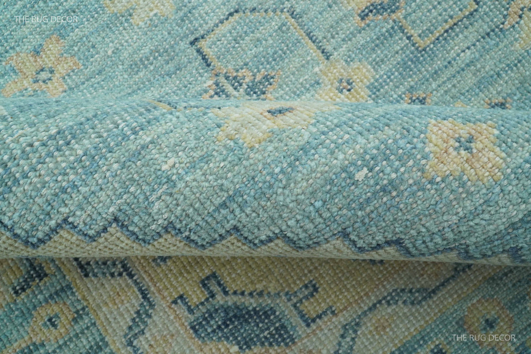 Custom Made Blue And Beige Turkish Design Hand knotted Wool Area Rug