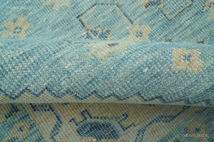 Custom Made Blue And Beige Turkish Design Hand knotted Wool Area Rug