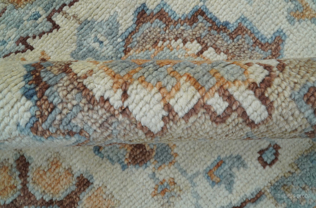 Custom Made Ivory And Camel Traditional Hand Knotted Wool Rug
