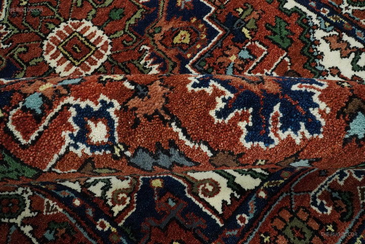Sera Traditional Design Maroon And Blue Hand Knotted Wool Rug