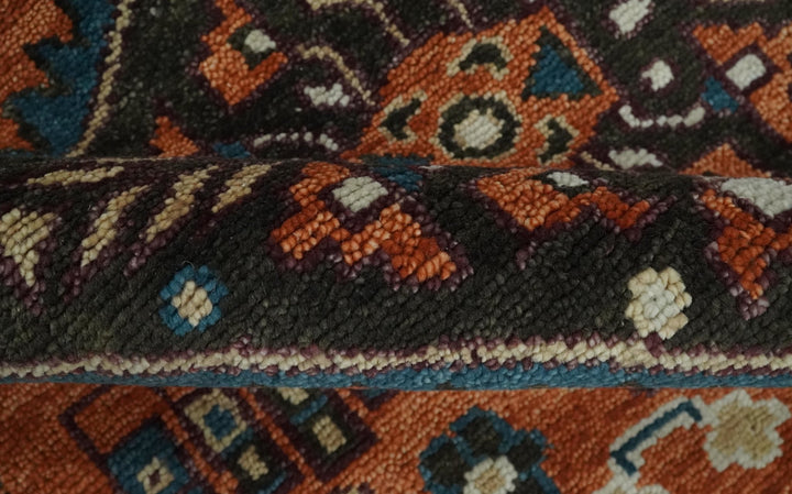 Custom Made Runner Rust And Brown Oriental Hand Knotted Wool Rug