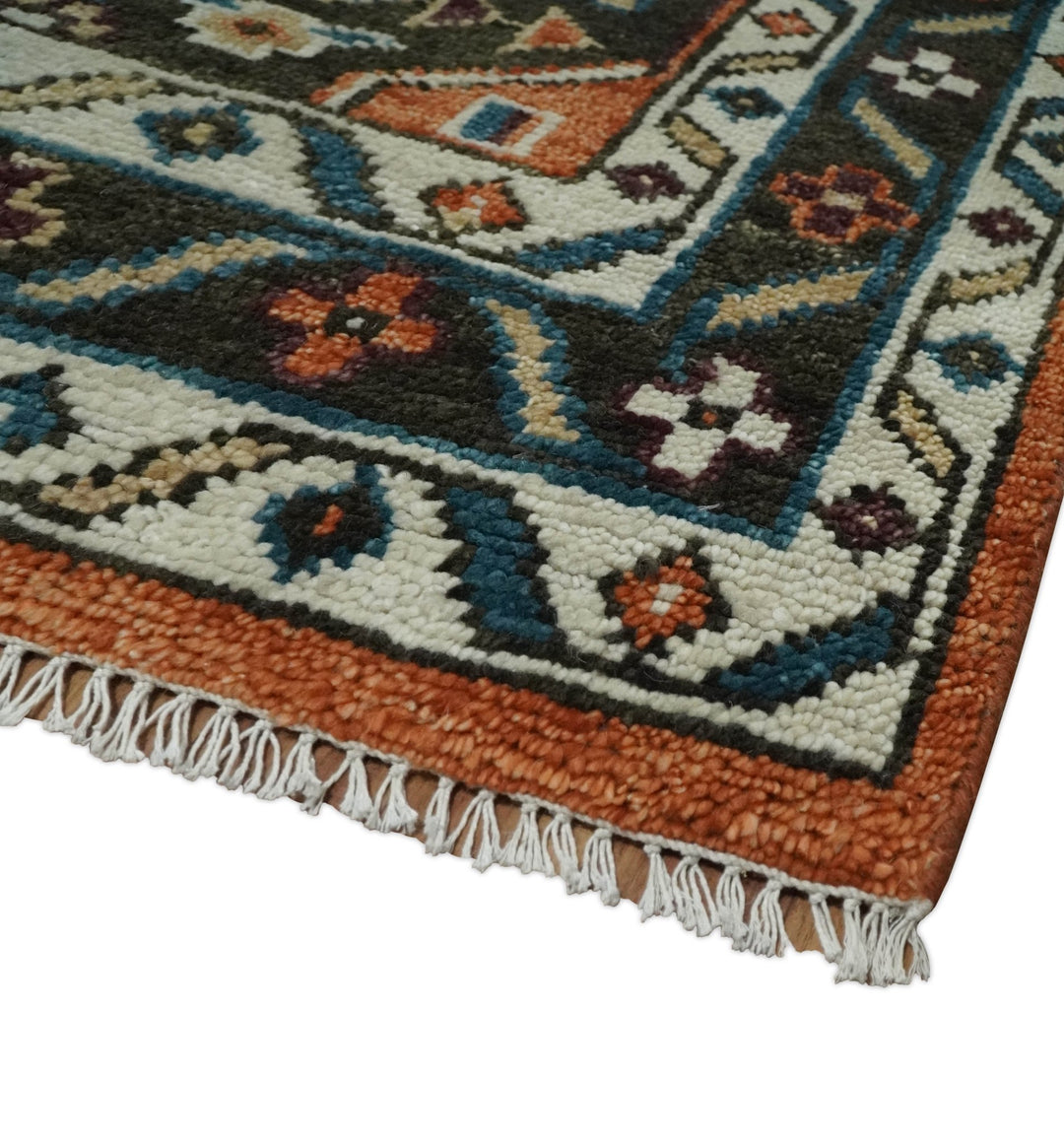 Custom Made Runner Rust And Brown Oriental Hand Knotted Wool Rug
