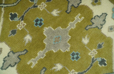 6x9 Olive and Ivory Hand Knotted Traditional Oriental Oushak wool area rug - The Rug Decor