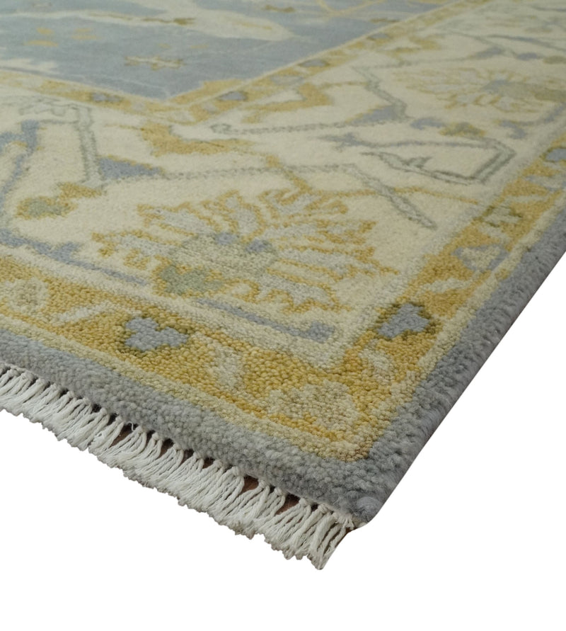 6x9 Taupe, Beige and Mustard Hand Knotted Traditional Oriental Oushak wool area rug - The Rug Decor