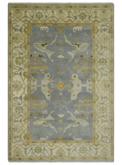 6x9 Taupe, Beige and Mustard Hand Knotted Traditional Oriental Oushak wool area rug - The Rug Decor