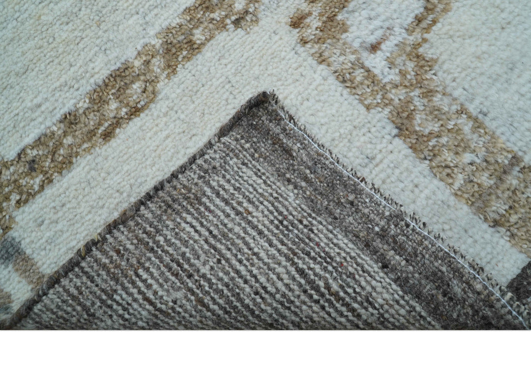 Fossil Custom Made Modern Contemporary Brown Hand knotted Wool Rug